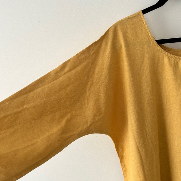 Golden Yellow Linen Midi Dress - Picture 9 of 16